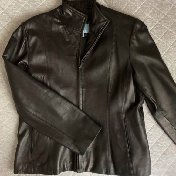 Nine West black leather jacket - Picture 2 of 4